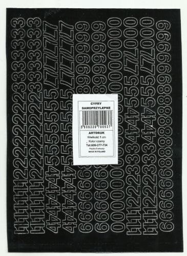 Cyfry samoprzylepne ART-DRUK 10mm czarne Helvetica 10 arkuszy Cyfry samoprzylepne ART-DRUK 10mm czarne Helvetica 10 arkuszy