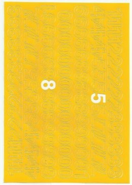 Cyfry samoprzylepne ART-DRUK 20mm żółte Helvetica 10 arkuszy