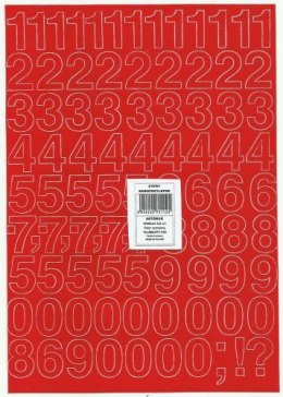 Cyfry samoprzylepne ART-DRUK 25mm czerwone Helvetica 10 arkuszy