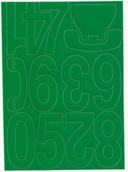 Cyfry samoprzylepne ART-DRUK 80mm zielone Helvetica 10 arkuszy