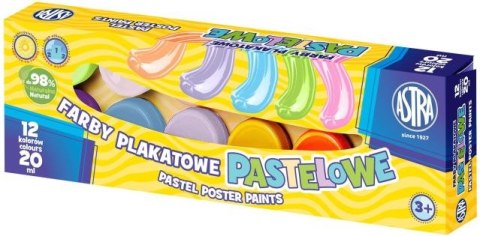 Farby plakatowe ASTRA pastelowe 12 kolorów - 20ml Farby plakatowe ASTRA pastelowe 12 kolorów - 20ml
