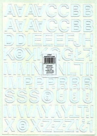 Litery samoprzylepne ART-DRUK 25mm białe Helvetica 10 arkuszy