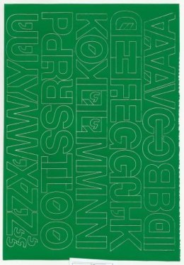 Litery samoprzylepne ART-DRUK 30mm zielone Helvetica 10 arkuszy