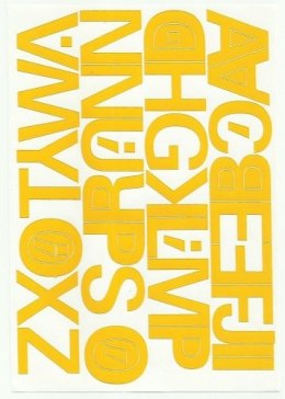 Litery samoprzylepne ART-DRUK 40mm żółte Helvetica 10 arkuszy