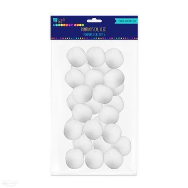 POMPONY POLIESTROWE 5 CM BIAŁE, 30 SZT. POMPONY POLIESTROWE 5 CM BIAŁE, 30 SZT.