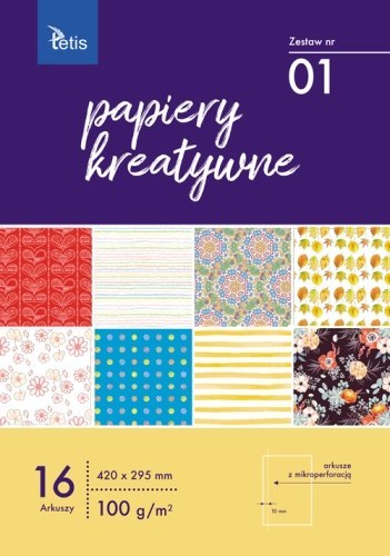 Papiery kreatywne TETIS 100g/m2 A4 16ark. - zestaw 1 Papiery kreatywne TETIS 100g/m2 A4 16ark. - zestaw 1