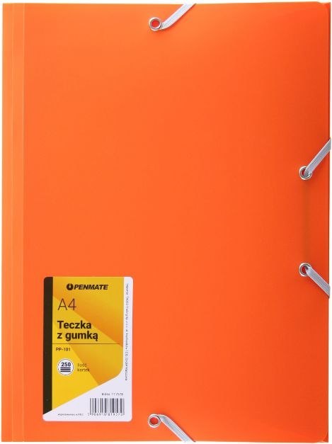 Teczka z gumką PENAMETE A4 PP-101 pomarańczowa Teczka z gumką PENAMETE A4 PP-101 pomarańczowa