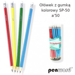 Ołówek z gumką PENWORD kolorowy SP-50 50szt.