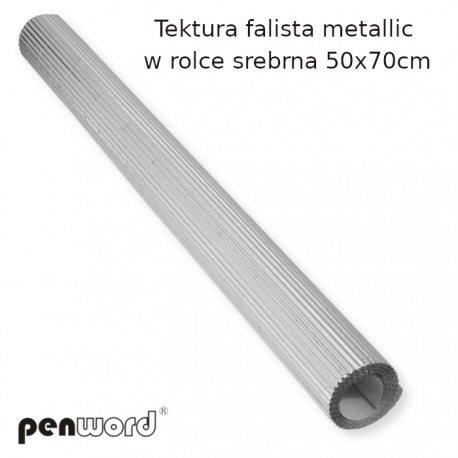 Tektura falista PENWORD w rolce 50x70cm metallic - srebrna