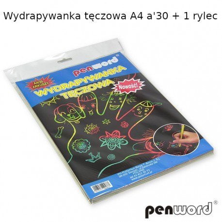 Wydrapywanka tęczowa PENWORD A4 a30 + 1 rylec