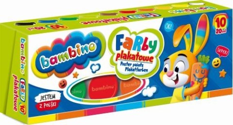 Farby plakatowe BAMBINO 10 kolorów, 20 ml