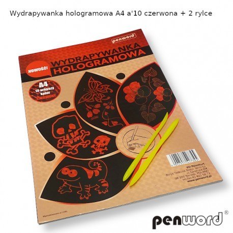 WYDRAPYWANKA HOLOGRAMOWA A5 a10 CZERWONA + 2 rylce WYDRAPYWANKA HOLOGRAMOWA A5 a10 CZERWONA + 2 rylce