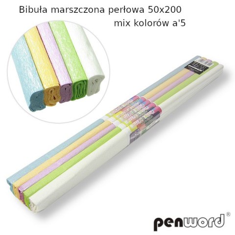 BIBUŁA MARSZCZONA PERŁOWA 50x200 a5 MIX5 KOLORÓW BIBUŁA MARSZCZONA PERŁOWA 50x200 a5 MIX5 KOLORÓW