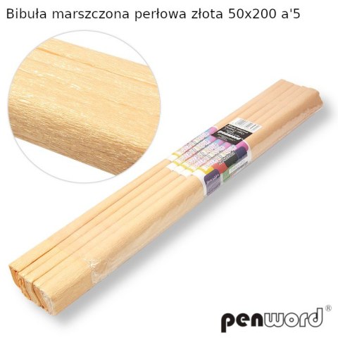 BIBUŁA MARSZCZONA PERŁOWA ZŁOTA 50x200 a5