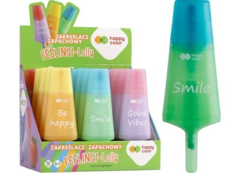 Zakreślacz Feelingi - Lolly, zapachowy, 2w1, miks kol., 12 szt. w displayu, Happy Color Zakreślacz Feelingi - Lolly, zapachowy, 2w1, miks kol., 12 szt. w displayu, Happy Color