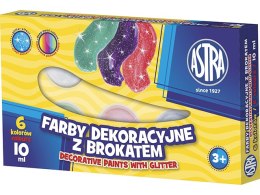 Farby dekoracyjne ASTRA z brokatem 6 kolorów - 10 ml