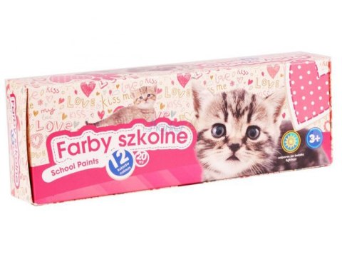 Farby szkolne ASTRA Kotki 12 kolorów 20 ml