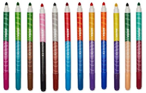Flamastry dwustronne ASTRA 12 sztuk = 24 kolory Flamastry dwustronne ASTRA 12 sztuk = 24 kolory
