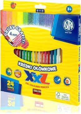 Kredki ołówkowe ASTRA XXL hexagonalne lid 4mm 24 kolory