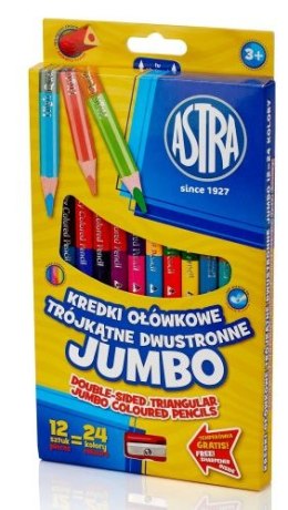Kredki ołówkowe jumbo Astra 12 sztuk=24 kolory