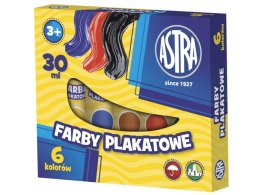 Farby plakatowe w tubie 6 kolorów ASTRA 30ml