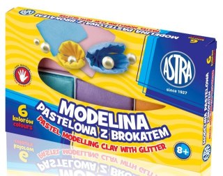Modelina pastelowa z brokatem ASTRA 6 kolorów