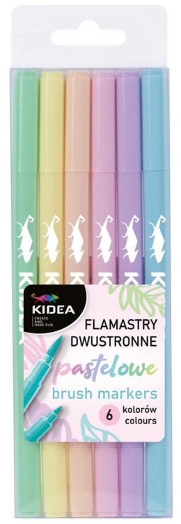 Flamastry dwustronne pastelowe 6 kol KIDEA