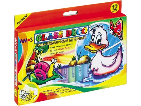 Farby witrażowe AMOS GD10P12R - 10, 5ml x 12 kolorów Farby witrażowe AMOS GD10P12R - 10, 5ml x 12 kolorów