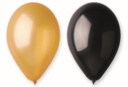 Balony GM90 metal 10" - złote i czarne/ 50 szt.