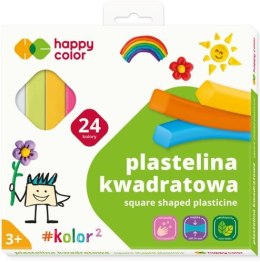 Plastelina szkolna kwadratowa, 24 kolory, Happy Color