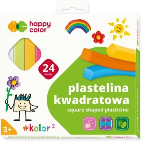 Plastelina szkolna kwadratowa, 24 kolory, Happy Color