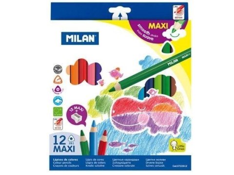 Kredki maxi trójkątne 12 kolorów MILAN Kredki maxi trójkątne 12 kolorów MILAN