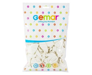 Balony Gemar pastelowe białe 25cm 100szt