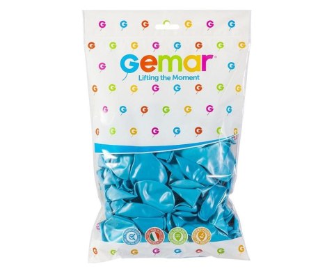 Balony Gemar metaliczne błękitne 25cm 100szt.