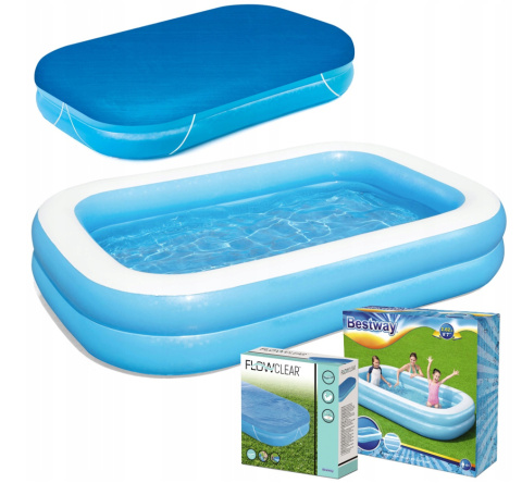 Basen rodzinny dmuchany rodzinny 262 x 175 x 51 cm Bestway 54006 + pokrywa Basen rodzinny dmuchany rodzinny 262 x 175 x 51 cm Bestway 54006 + pokrywa