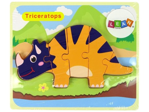 Drewniane Puzzle Dinozaury Triceratops Ankylosaurus Pomarańczowy Drewniane Puzzle Dinozaury Triceratops Ankylosaurus Pomarańczowy