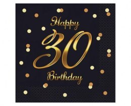 Serwetki B&C Happy 30 Birthday czarne 20szt