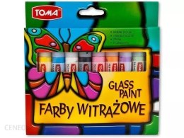 Farby witrażowe GLASS PAINT - 9 kolorów + konturówka + folie mix