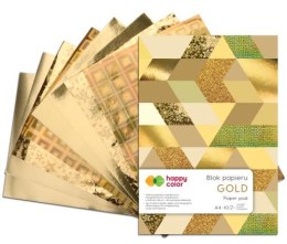 Blok dekoracyjny HAPPY COLOR Gold A4 10ark. 150-230g
