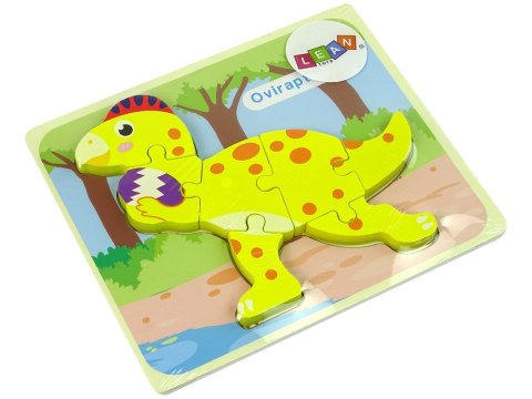Drewniane Puzzle Dinozaur Stegosaurus Żółty Oviraptor Żółty Drewniane Puzzle Dinozaur Stegosaurus Żółty Oviraptor Żółty