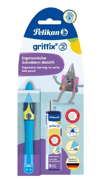 Ołówek PELIKAN Griffix blue blister +wkłady - dla praworęcznych Ołówek PELIKAN Griffix blue blister +wkłady - dla praworęcznych