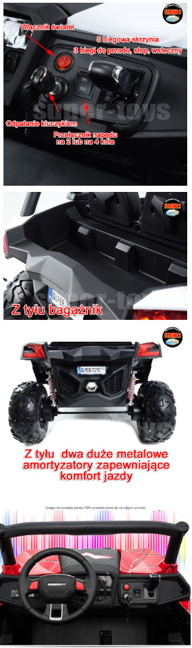MEGA AUTO BUGGI 4X4 , PANEL , MIĘKKIE KOŁA EVA, MIĘKKIE SIEDZENIE FULL OPCJA 2X 12V/XMX603