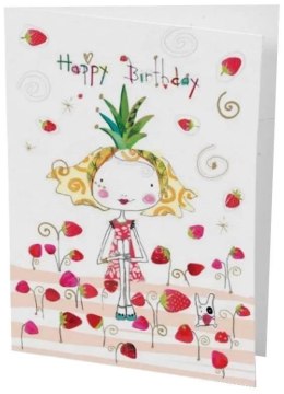 Karnet B6 + koperta Urodziny Dziewczynka truskawki