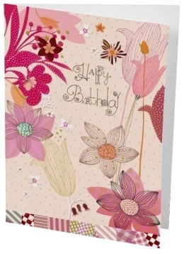 Karnet B6 + koperta Urodziny Kwiaty różowe