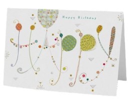 Karnet B6 + koperta Urodziny napis balony
