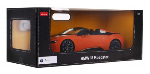 BMW i8 Roadster pomarańczowy RASTAR model 1:12 Zdalnie sterowane auto + pilot 2,4 GHz BMW i8 Roadster pomarańczowy RASTAR model 1:12 Zdalnie sterowane auto + pilot 2,4 GHz