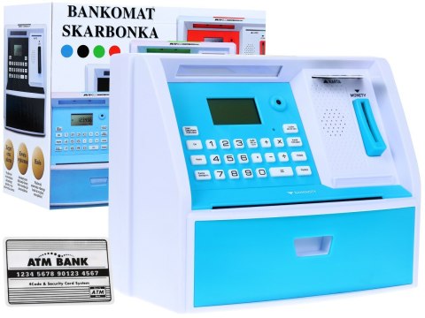 Bankomat z kartą Skarbonka dla dzieci 3+ niebieski Interaktywne funkcje + Tryb oszczędzania Bankomat z kartą Skarbonka dla dzieci 3+ niebieski Interaktywne funkcje + Tryb oszczędzania