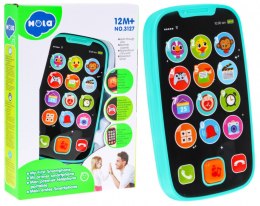 Interaktywny smartfon dla dzieci 12m+ niebieski Dźwięki Światła 15 przycisków