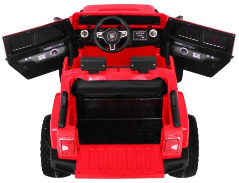 Auto na akumulator Mighty Jeep dla dzieci Czerwony + 2-osobowy + Napęd 4x4 + 2 bagażniki Auto na akumulator Mighty Jeep dla dzieci Czerwony + 2-osobowy + Napęd 4x4 + 2 bagażniki