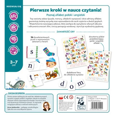Gra edukacyjna "Alfabet na 3 sposoby" nauka Liter i Słów dla dzieci 3-7 lat Gra edukacyjna "Alfabet na 3 sposoby" nauka Liter i Słów dla dzieci 3-7 lat